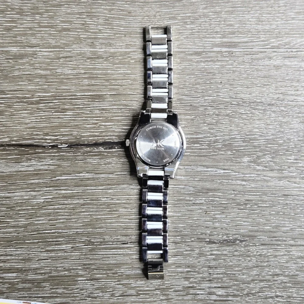 Anne Klein Women's Watch 10/9181 Silver Tone White Dial Crystal Markers Link Bra
